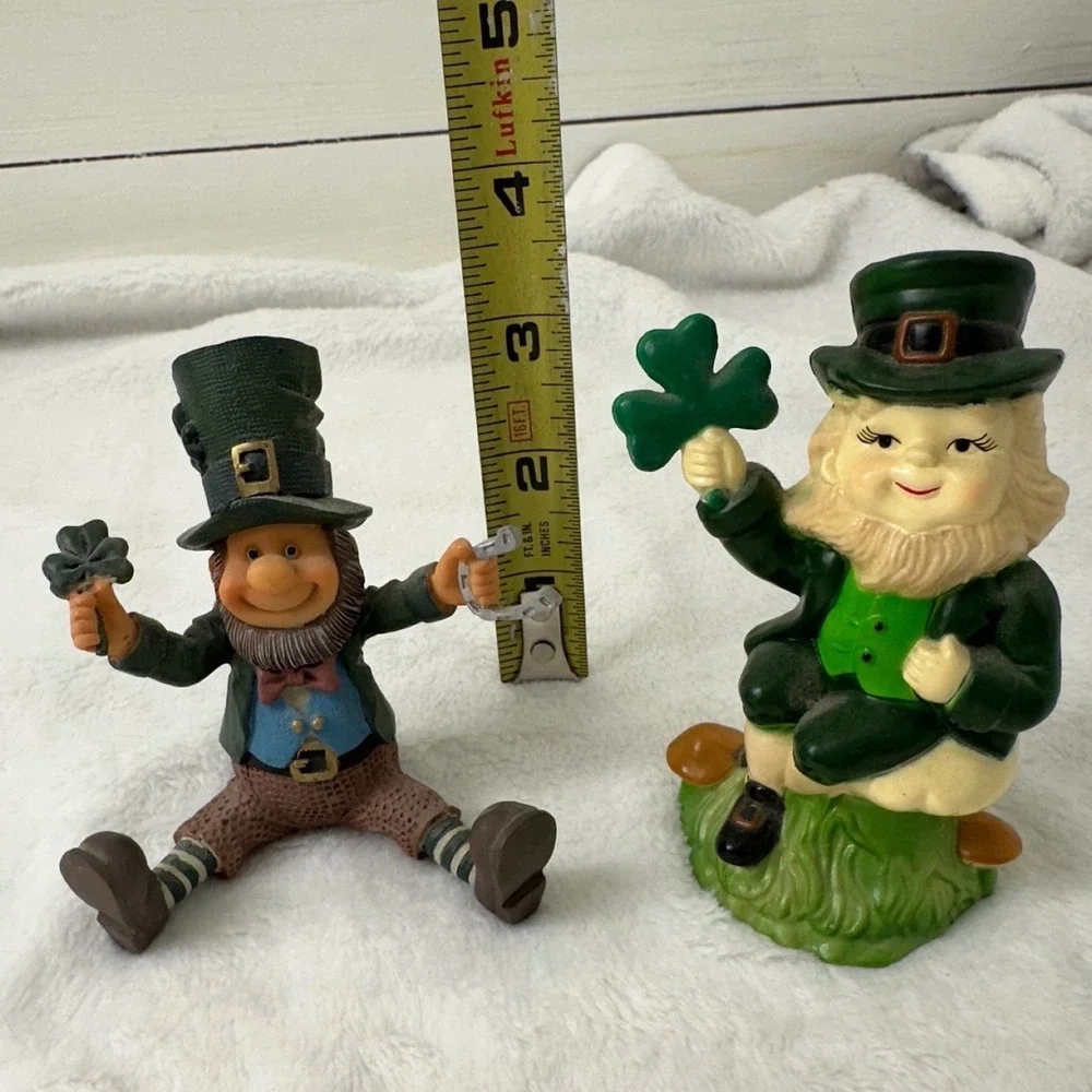 Leprechaun Figurine Set 2pc Green St Patricks Day Excellent‎ Lucky Decor China